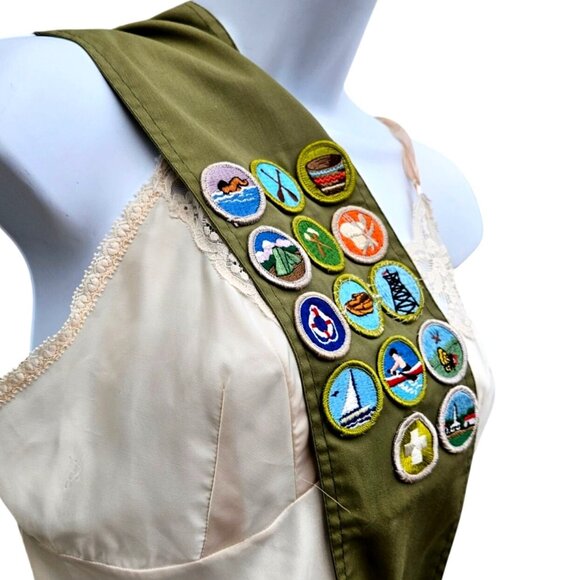 Vintage Scout Sash Green With 14 Merit Badges 28 in long - Picture 7 of 10